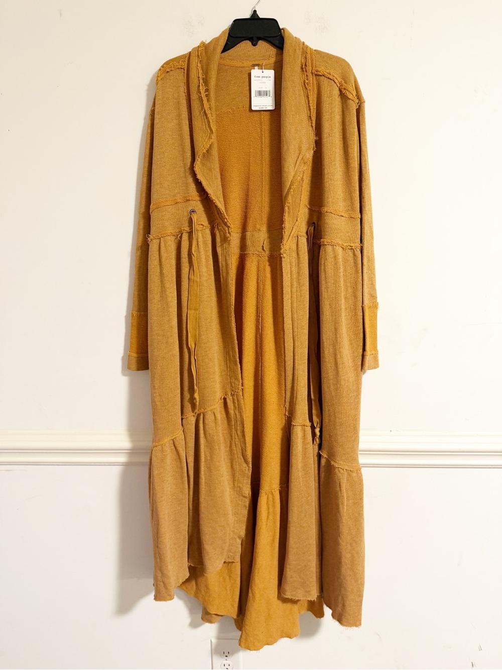 NWT Free People Aphrodite Maxi Sweatshirt Cardigan Golden Large L